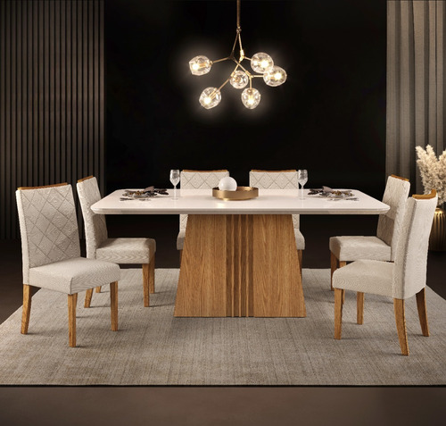 Juego Comedor Mesa 6 Sillas Tapizadas Malbec Italia