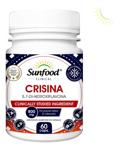 Crisina 60 Capsulas 800mg Sunfood Chrysin Vegano