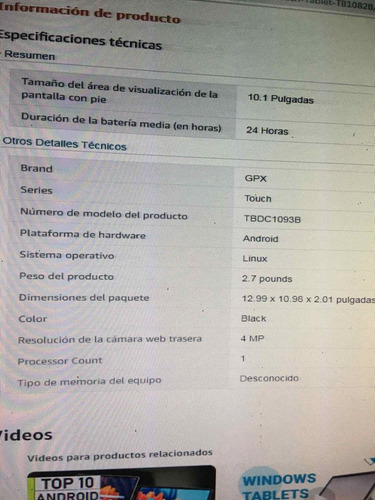 Tablet Android 10 Marca Zeki Modelo Viejo