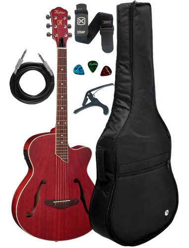 Violão Hofma Hmf 240 Mini Jumbo Red Kit Capa Luxo Acessórios