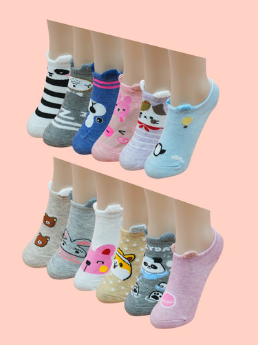 Calcetin Tin Protector Orejitas Cute Kawaii Unitalla 12 Pz
