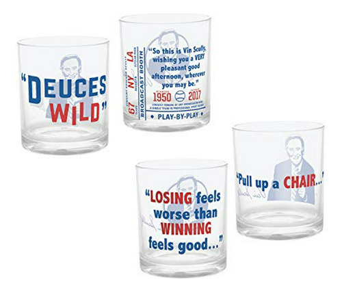 Set De 4 Vasos Vin Scully Para Fans De Los Dodgers, 14 Oz, S
