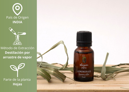 Aceite Esencial De Hierba De Limón 100%puro Y Orgánico 15ml