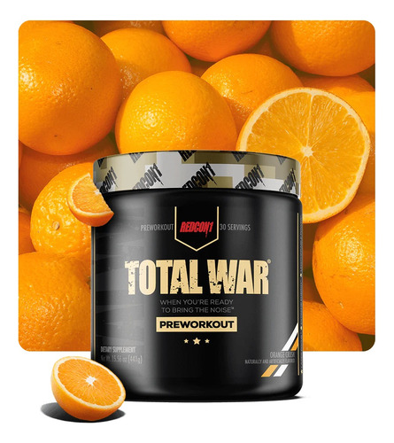 Suplemento en polvo Redcon1  Total War pre entreno sabor orange crush en bote de 441g