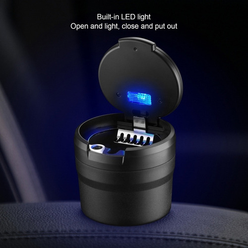 Contenedor De Cenicero Para Automóvil Luz Led Azul Sin Humo