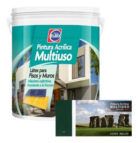 Pintura Pisos - Multiuso Elbex 1lt Verde Ingles Acabado Mate