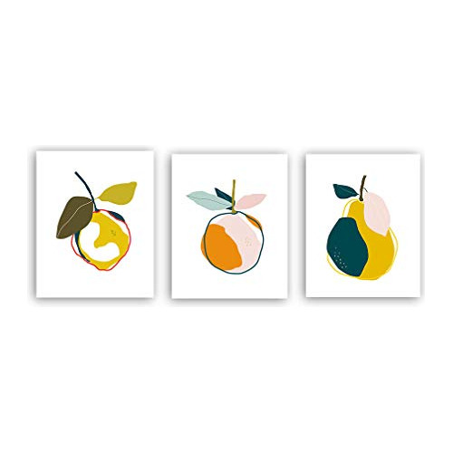 Impresión De Arte De Frutas Coloridas Abstractas Naran...