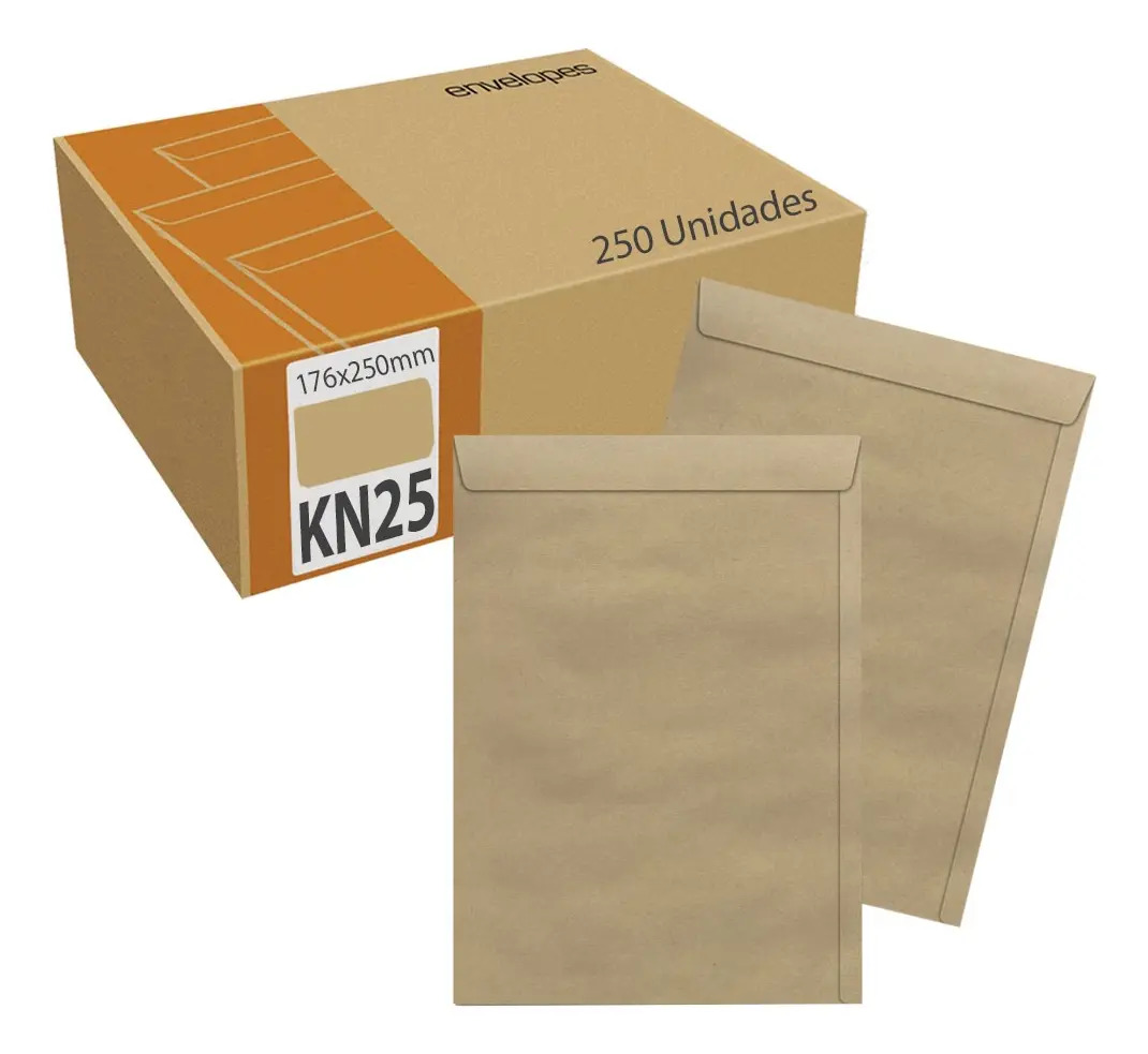 Envelope A5 17 x 25 cm Saco Kraft 176 X 250 Mm 17x25 250 Unidades 176X250 Pequeno Meio Volunder