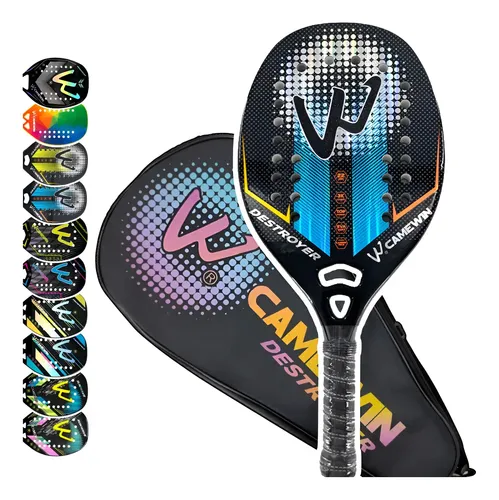 Raquete Beach Tennis Camewin Full Carbon Destroyer Blue