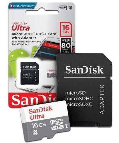 Memoria Micro Sd Hc 16gb Sandisk Ultra Clase 10 Mb/80 Speed