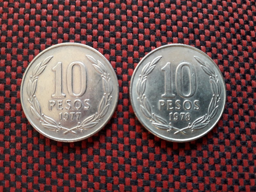 Chile 10 Pesos Años 1977 1978 Km# 210 Moneda De Cuproniquel