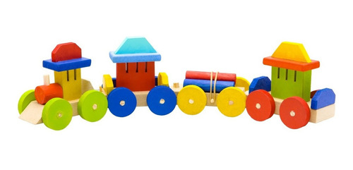 Brinquedo Trenzinho Educativo Trem De Madeira Com 4 Vagões Personagem N/a