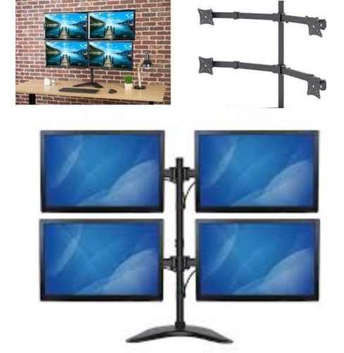 Suporte Para 4 Monitores E Tv De Mesa Articulado 4 Monitores