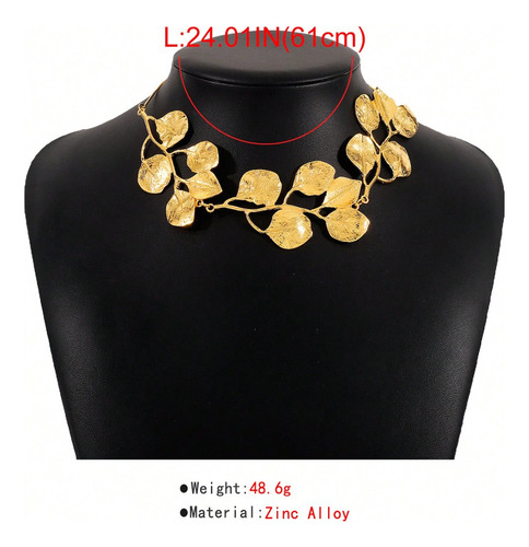 2 Piezas Collares Y Aretes Hoja De Aleación Chapado