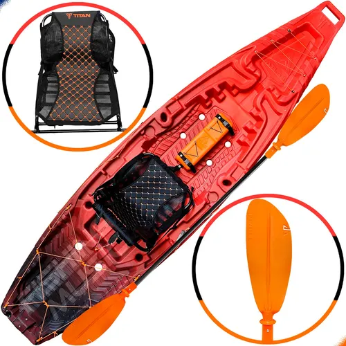 comprar Caiaque De Pesca Atlas Titan - Cadeira + Remo Anti-enrosco Cor Vulcano