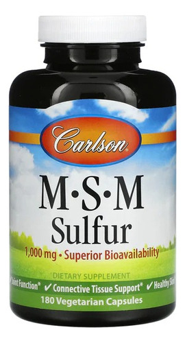 Carlson Labs Msm-sulfur 1000 Mg-superior 180 Capsulas Sabor Sin Sabor