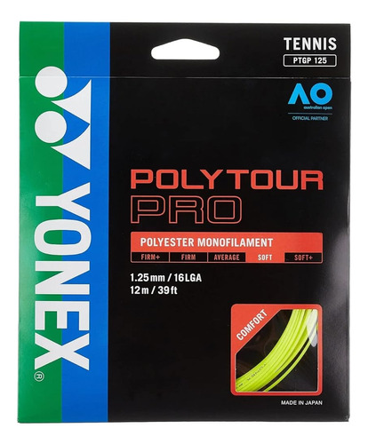 Cordaje Para Raquetas Yonex Ptgp125y Poly Tour Pro 125, Amar