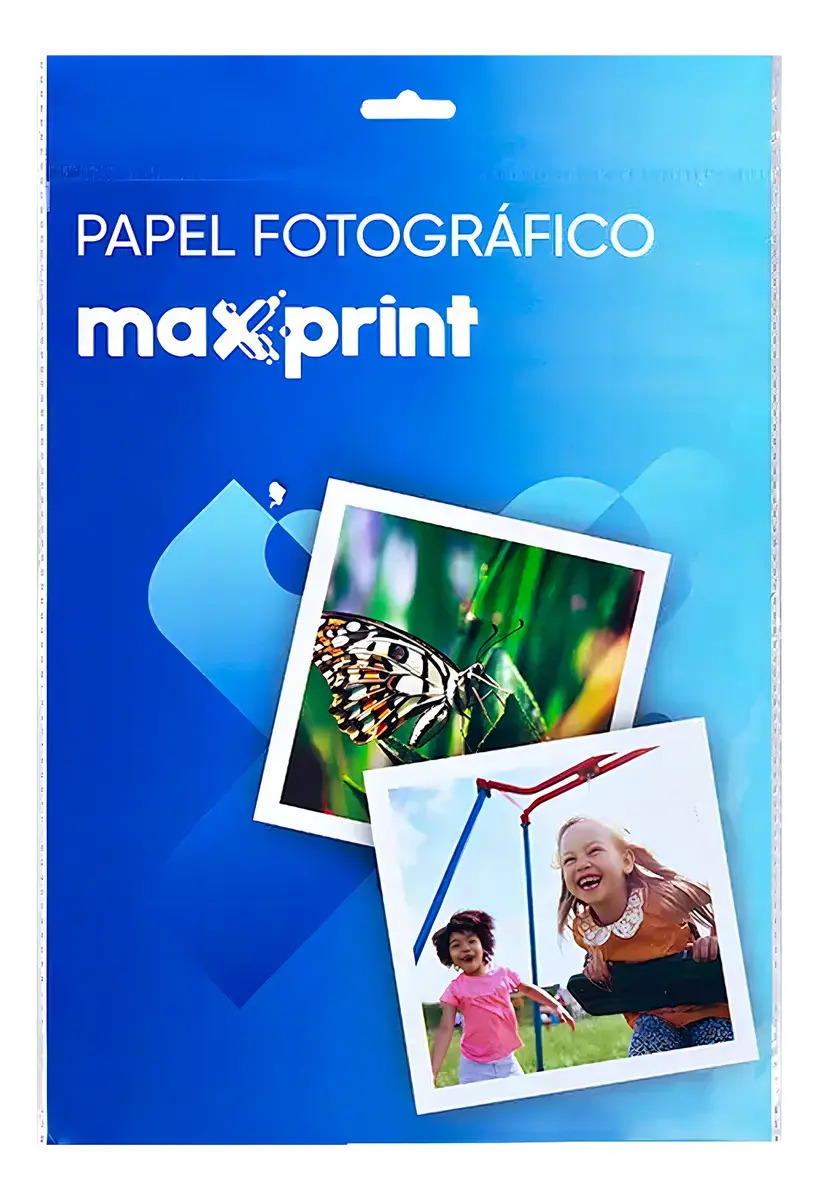 Papel Fotográfico A4 Brilhante 180g Maxprint 20 Folhas Inkjet Branco