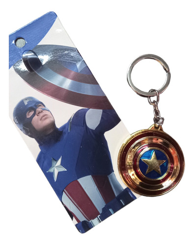 Llavero Metalico Capitan America Avengers Dorado