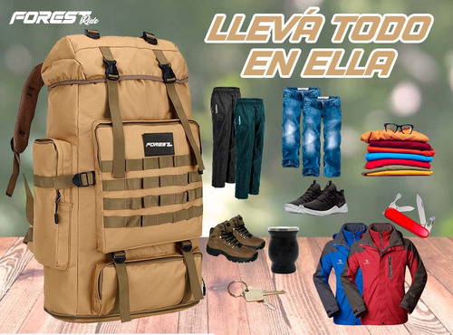 Imagen 8 de 10 de Mochila Militar Forest Camping Original Mochilero Trenking