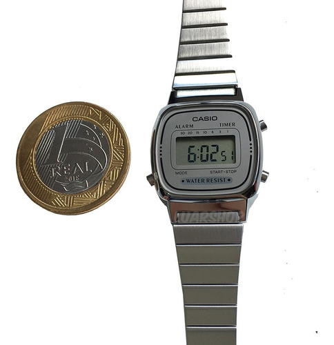 Relogio Mini Casio Digital La670 Prata Feminino Original Nf