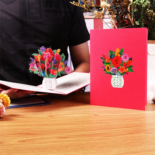 Tarjeta De Felicitación 3d Estéreo Con Forma De Rosa De J Cr