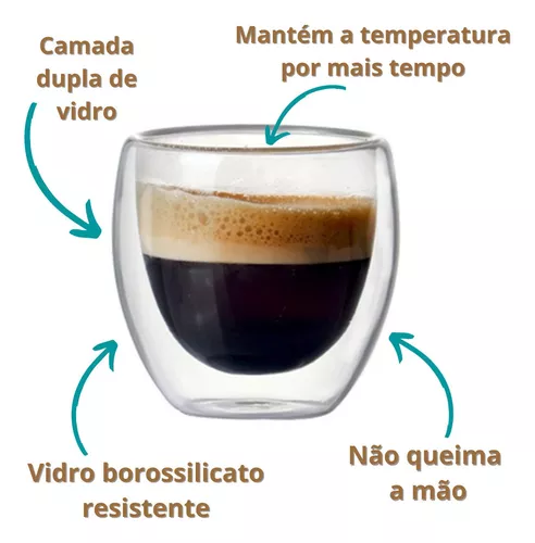 Copo Para Café Com Parede Dupla Lyor 70Ml - 2 Peças