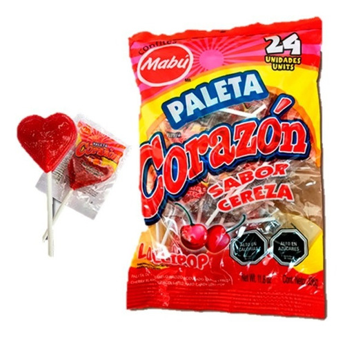 Bolsa Dulce Paleta Corazones (24 Unidades) Cumpleaños