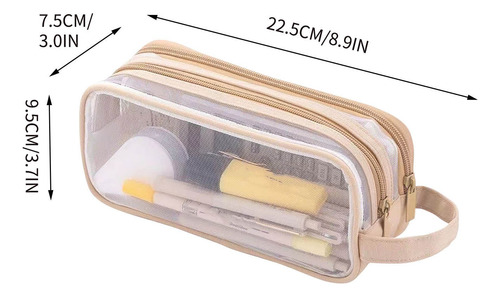 Estuche Para Lápices Transparente De Malla De Doble Capa Con