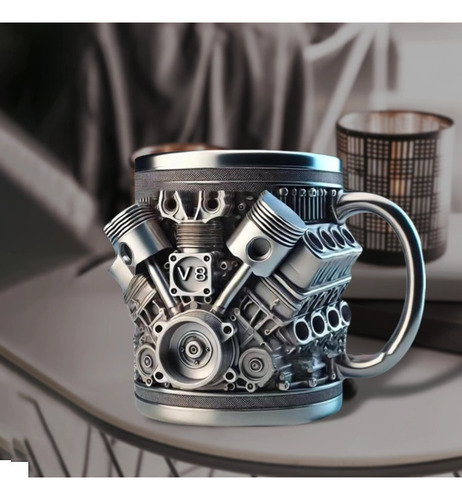 Taza Con Forma De Copa Engine V8, Adorno Mecánico De Resina