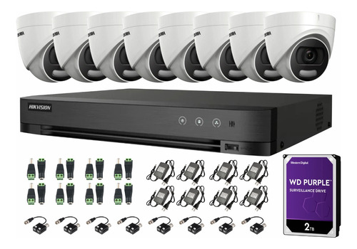 Kit De 8 Camaras Hikvision Fullhd 1080p Colorvu Disco 2tb