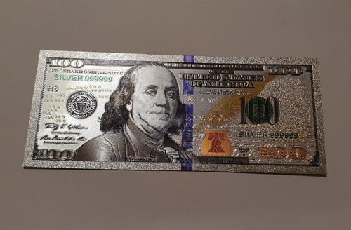 Billete Coleccionable 100 Dolares Color Plata Especial Hot
