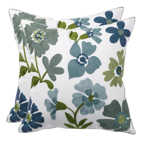 Funda Almohada Bordada 45x45 Cm, Paquete 2 Decorativas Algod