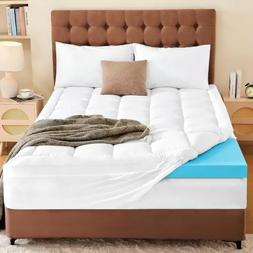 Colchón Topper Queen Memory Foam - 3 Capa Dual - Gel Refres