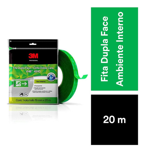Kit 100 Fita Dupla Face Uso Interno 3m 19mm X 20m Incolor