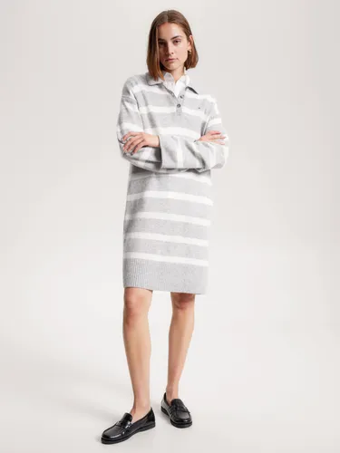 Vestido gris online con rayas blancas