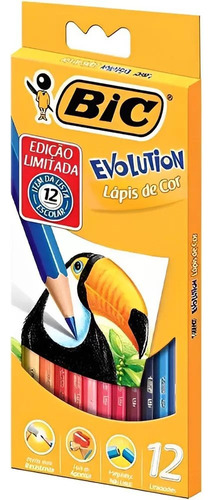 Lápis De Cor 12 Cores Evolution +4 Lápis Preto  Bic Cx 1 Un