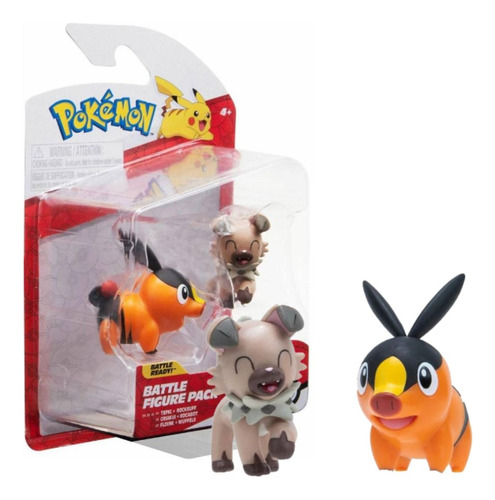 Set 2 Figuras Tepig Vs Rockruff Pokémon