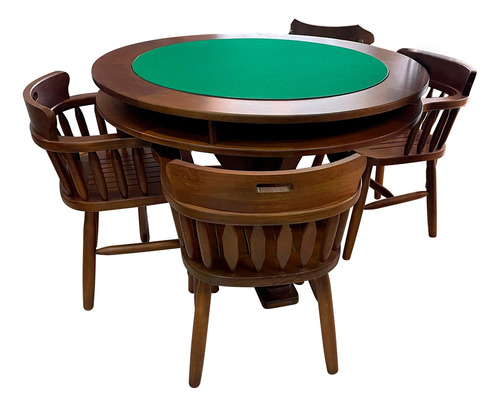 Mesa De Poker Truco Juegos + 4 Sillas Madera Maciza Ehogar