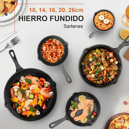 Set De 5 Sartenes De Hierro Fundido Antiadherentes