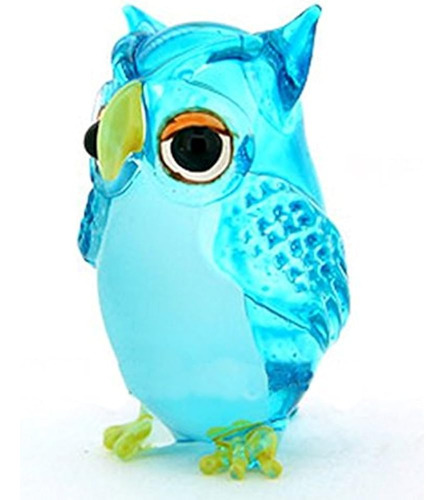 1¾  Tall Light Blue Crystal Owl Miniature Bird Figurine Hand