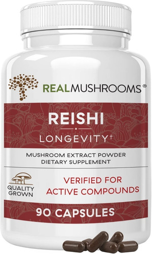Real Mushrooms Reishi Longevity 90 Capsules Sabor Sin Sabor