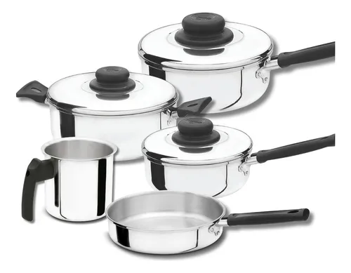 Conjunto De Panelas Caçarolas Polido Fortlar 5 Pçs. Cor Polida