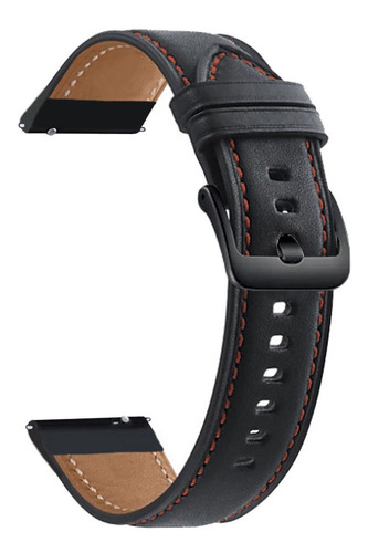 Malla De Cuero 22mm Para Smartwatch Amazfit Gtr Xiaomi Pace Color Negro con Naranja
