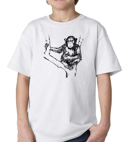 Remera De Niño Chimpance En Arbol Vector