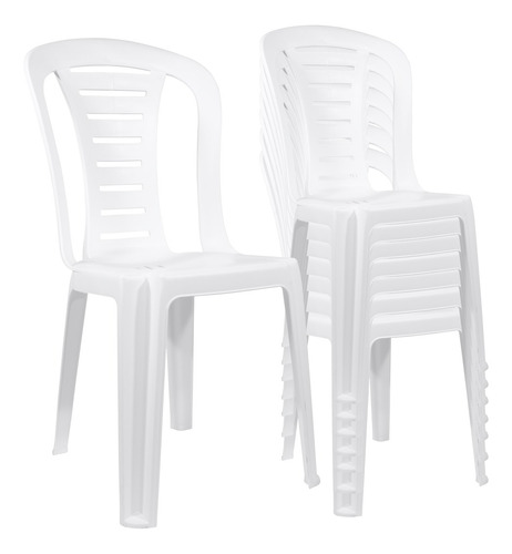 Silla Plástica X8 Apilable Reforzada Blanco Reina Quality Ct