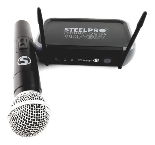 Microfono Uhf-607a Profesional Inalmabrico Steelpro Color Negro