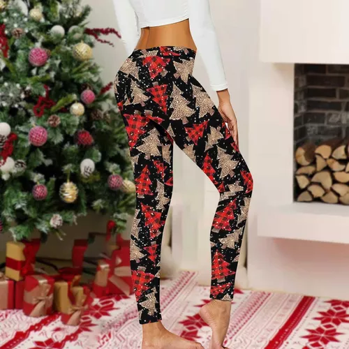 Leggins Para Mujer, Talla L, Estampado Navideño, Elásticos