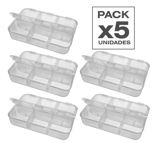 5 Cajas Plástica Organizador 6 Div Pesca Multiuso 10,5x6,5cm