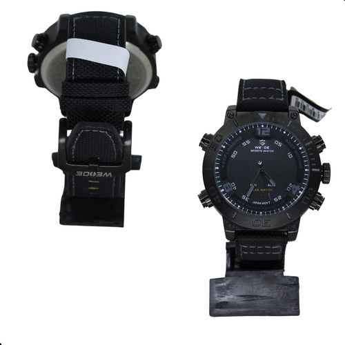 Relógio De Pulso Unisex Pulseira Preta Cordada Bisel Em Preto Fosco Coroa E Ponteiros Em Preto Caixa Rustica Resistente Mostrador Em Preto User4